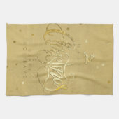 Elegante gouden rendier gouden letters Kerstmis Theedoek (Horizontaal)