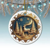 Elegante gouden rendieren, herten, Xmas sneeuwvlok Keramisch Ornament