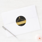 Elegante gouden rendieren Kerstmis Ronde Sticker (Envelop)