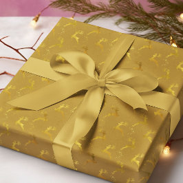 Elegante gouden rendieren mosterd kerstvakantie cadeaupapier
