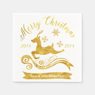 Elegante gouden rendieren & sneeuwvlok Cocktail se Servetten