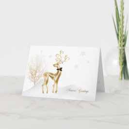Elegante gouden rendieren, winterscène feestdagen kaart