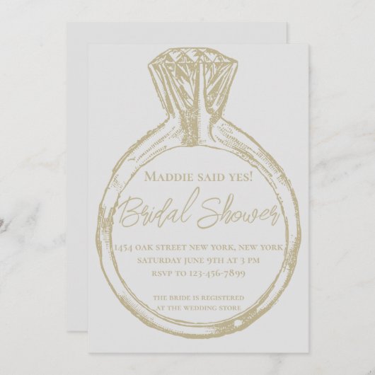 Elegante gouden ring bruidsjonker uitnodiging (Voorkant / Achterkant)