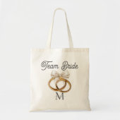 Elegante gouden ring Team Bruid Monogram Tote Bag (Voorkant)