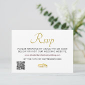 Elegante gouden ringen bruiloft QR-code RSVP (Staand voorkant)