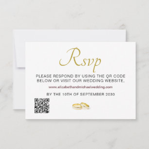 Elegante gouden ringen bruiloft QR-code RSVP