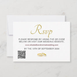 Elegante gouden ringen bruiloft QR-code RSVP Kaartje