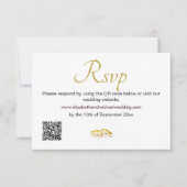 Elegante gouden ringen bruiloft QR-code RSVP Kaartje (Voorkant)