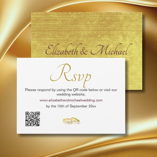 Elegante gouden ringen bruiloft QR-code RSVP Kaartje