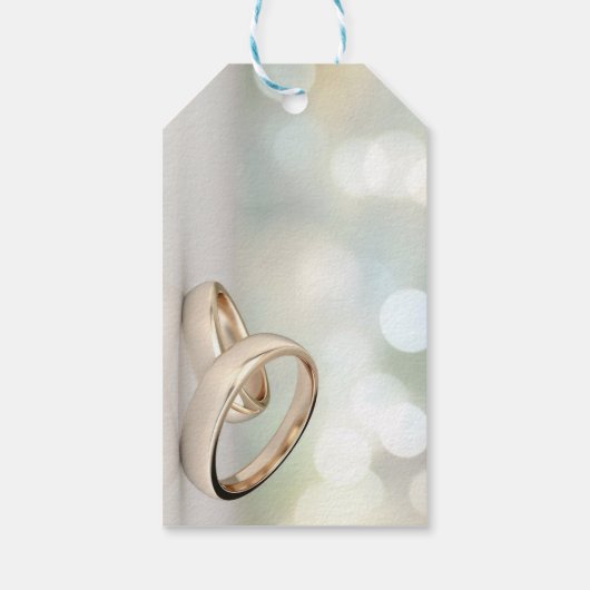 Elegante gouden ringen Eenvoudige bruiloft Cadeaulabel (Achterkant)
