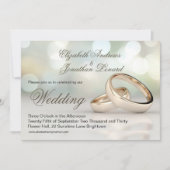 Elegante gouden ringen eenvoudige bruiloft uitnodi kaart (Voorkant)