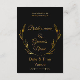 Elegante gouden ringen en bloemen bruiloftsinvitat kaart