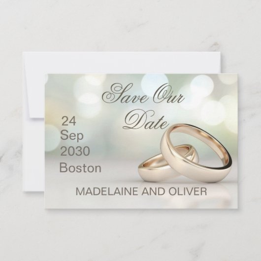 Elegante gouden ringen Fotobruiloft Bewaar de datu RSVP Kaartje (Voorkant)
