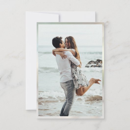 Elegante gouden ringen Fotobruiloft Bewaar de datu RSVP Kaartje (Achterkant)