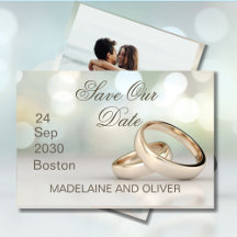 Elegante gouden ringen Fotobruiloft Bewaar de datu