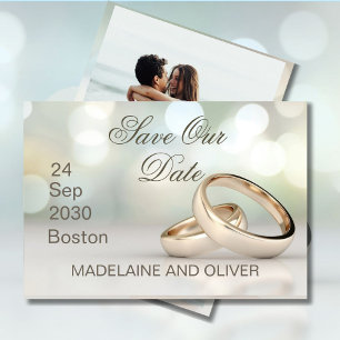 Elegante gouden ringen Fotobruiloft Bewaar de datu RSVP Kaartje