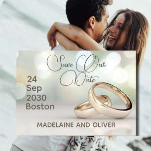 Elegante gouden ringen Fotobruiloft Bewaar de datu RSVP Kaartje