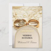 Elegante gouden ringen islamitische bruiloft uitno kaart (Voorkant)
