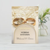 Elegante gouden ringen Islamitische trouwuitnodigi Kaart (Staand voorkant)