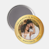 Elegante gouden ringen paar foto bruiloft dank u magneet (Voorkant / Achterkant)