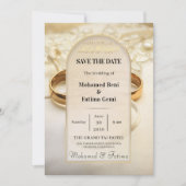 Elegante gouden ringen Save the Date (Voorkant)