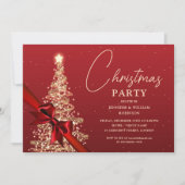 Elegante gouden rode glinsterende kerstboom vakant kaart (Voorkant)
