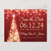 Elegante gouden rode kerst bruiloft Save the date Aankondigingskaart (Voorkant)