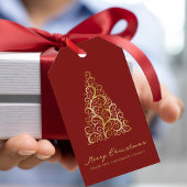 Elegante Gouden Rode Kerstboom Douane Cadeaulabel