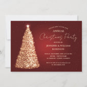 Elegante gouden rode kerstboom Sparkle Holiday Par Kaart (Voorkant)
