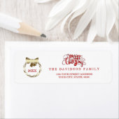 Elegante gouden rode kersttypografie etiket (Insitu)