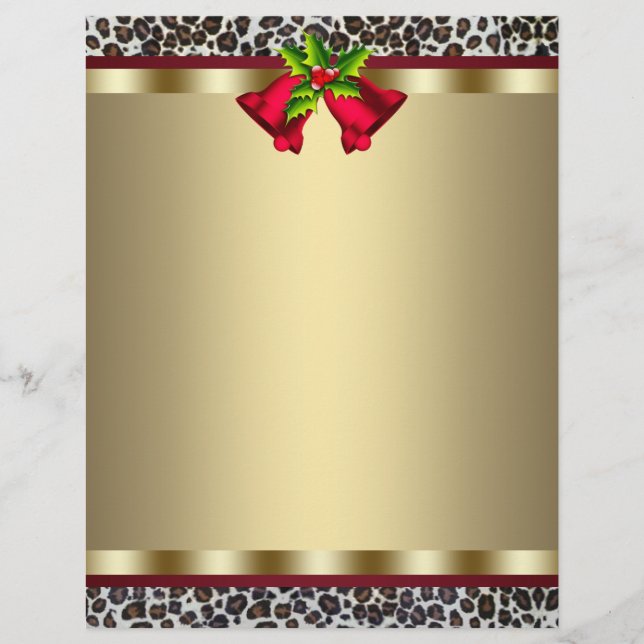 Elegante gouden rode luipaard kerstbriefhoofd (Voorkant)