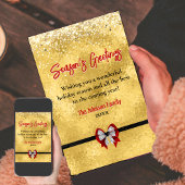 Elegante gouden rode strik Kerst nieuwjaarsgroet Kaart