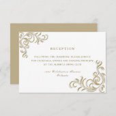 Elegante gouden rol bruiloft ontvangstkaart informatiekaartje (Voorkant / Achterkant)
