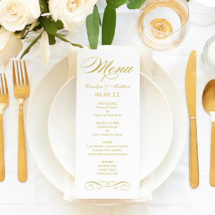 Elegante gouden rolwerk huwelijksmonogram menu