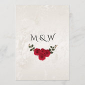 Elegante gouden romantische rode rozen bruiloft menu (Achterkant)