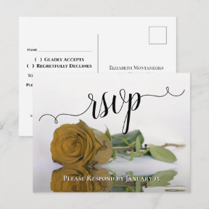 Elegante Gouden Roos Bruiloft RSVP met Weerspiegel Briefkaart