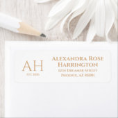 Elegante Gouden Roos Moderne Monogram Terugkeer Ad Etiket (Insitu)