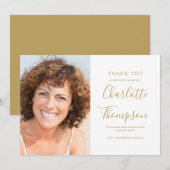 Elegante gouden rouwfoto dankkaart bedankkaart (Voorkant / Achterkant)