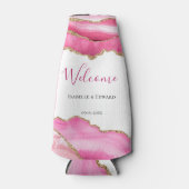 Elegante gouden roze agaat steen bruiloft gast gun flesjeskoeler (Voorkant)