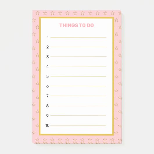 Elegante Gouden & Roze Bewerkbare Takenlijst Post- Post-it® Notes (Voorkant)