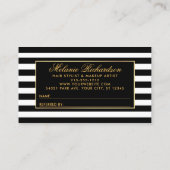 Elegante gouden roze bloemen gestreepte verwijzing visitekaartje (Achterkant)