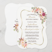 Elegante Gouden Roze Bloemige Baby Shower Per Post Kaart (Voorkant / Achterkant)