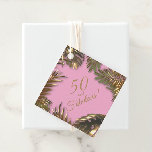 Elegante gouden roze foto 50 fantastische verjaard bedankjes labels (In situ)