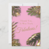 Elegante gouden roze foto 50 fantastische verjaard bedankkaart (Voorkant)