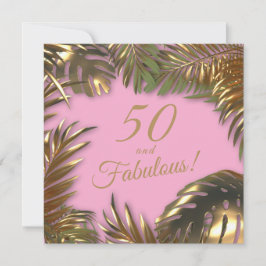 Elegante gouden roze foto 50 fantastische verjaard kaart