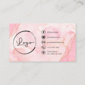 Elegante Gouden Roze Glitter QR Code Moderne foto Visitekaartje (Achterkant)