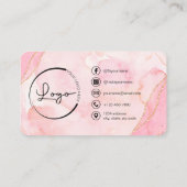 Elegante Gouden Roze Glitter QR Code Moderne foto Visitekaartje (Achterkant)