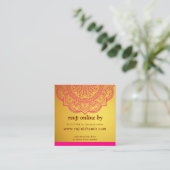 Elegante Gouden Roze Mandala & Indiase Trouw-RSVP Informatiekaartje (Staand voorkant)