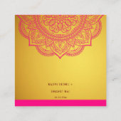 Elegante Gouden Roze Mandala & Indiase Trouw-RSVP Informatiekaartje (Achterkant)