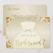 Elegante, gouden rozen, bruidsjurk bruidsmeisje ka kaart (Voorkant / Achterkant)